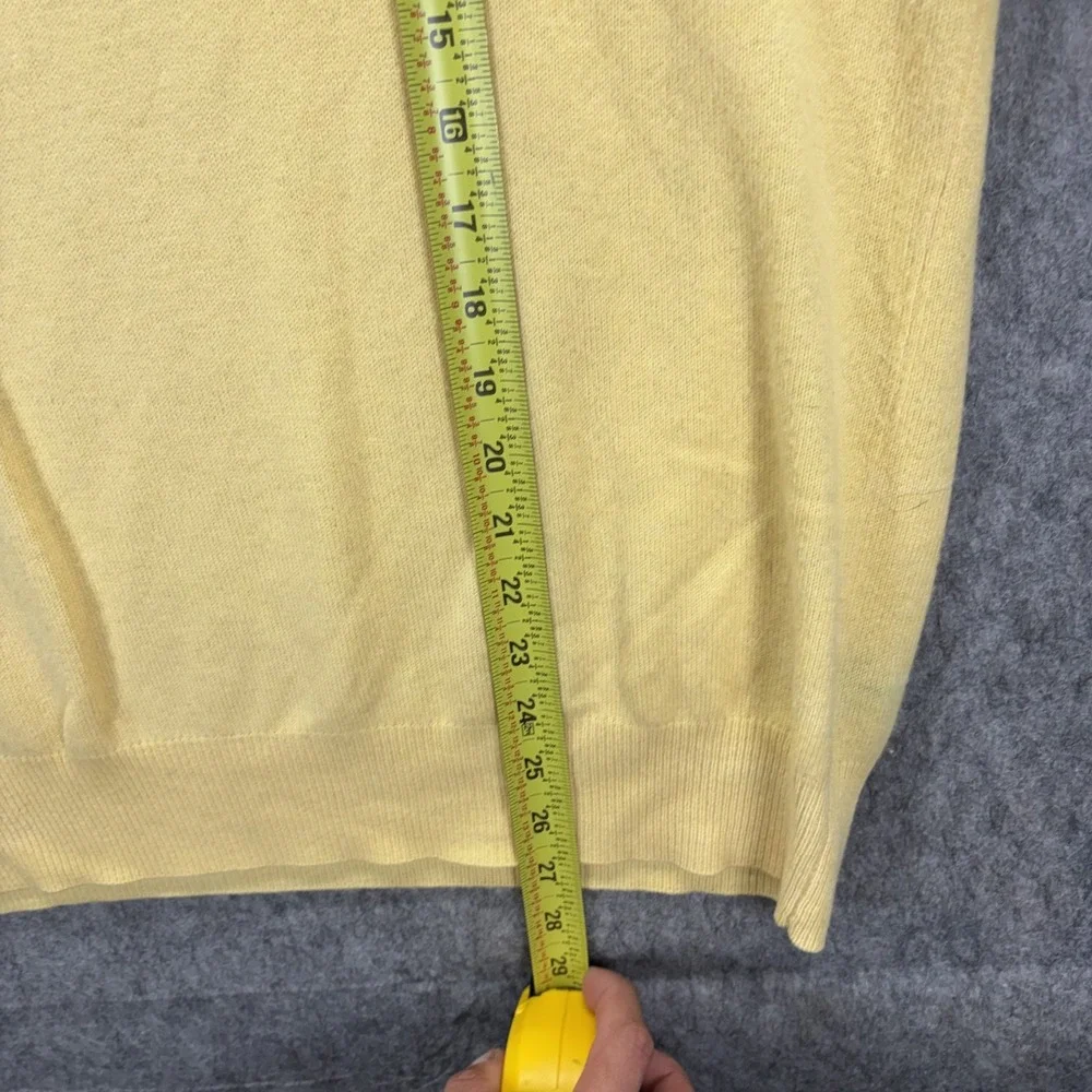 Vintage Polo Ralph Lauren 100% Merino Wool V Neck Sweater Butter Yellow Preppy